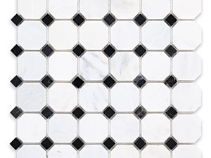 Oriental White Marble Octagon with Black Dot Polished or Honed